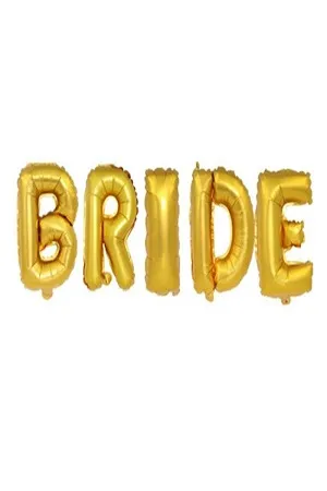 Foil balloons for the bride's room in gold color with the word BRIDE - شراء السعادة